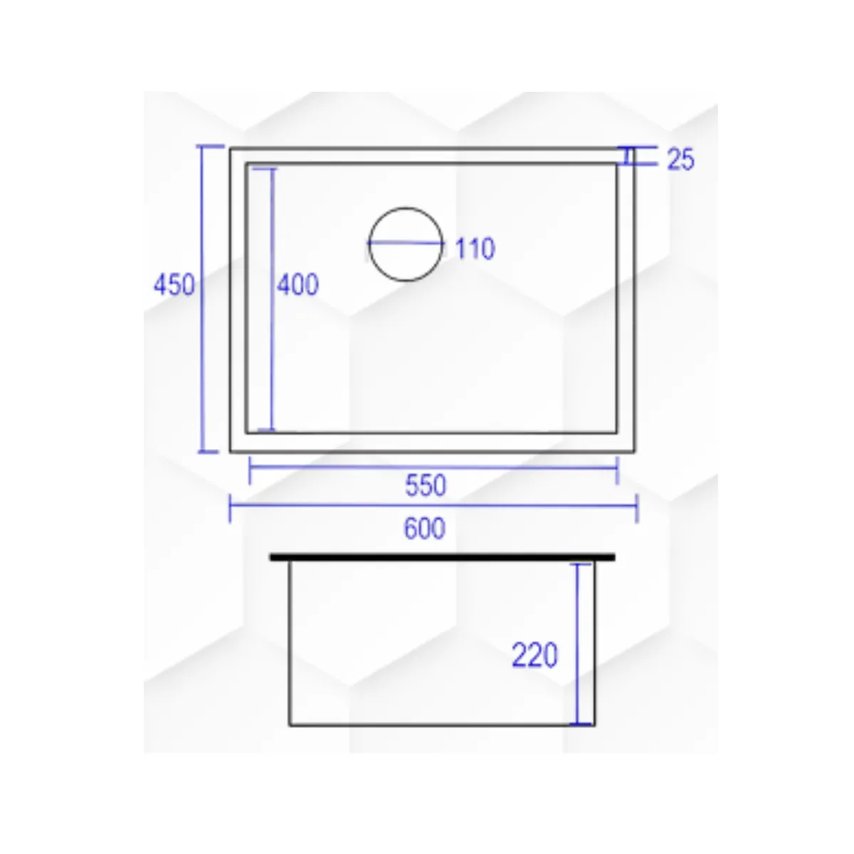 Eaco 316KS-60BK Honeycomb Stainless Steel Sink - view 2